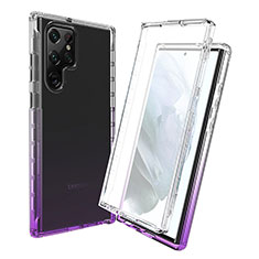 Custodia Silicone Trasparente Ultra Sottile Morbida Cover Fronte e Retro 360 Gradi Sfumato per Samsung Galaxy S21 Ultra 5G Viola