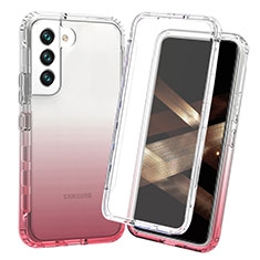 Custodia Silicone Trasparente Ultra Sottile Morbida Cover Fronte e Retro 360 Gradi Sfumato per Samsung Galaxy S24 5G Rosso