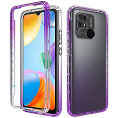 Custodia Silicone Trasparente Ultra Sottile Morbida Cover Fronte e Retro 360 Gradi Sfumato per Xiaomi Redmi 10 India Viola