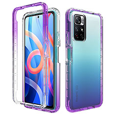 Custodia Silicone Trasparente Ultra Sottile Morbida Cover Fronte e Retro 360 Gradi Sfumato per Xiaomi Redmi Note 11 5G Viola