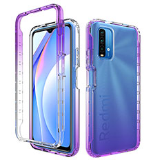 Custodia Silicone Trasparente Ultra Sottile Morbida Cover Fronte e Retro 360 Gradi Sfumato per Xiaomi Redmi Note 9 4G Viola