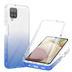 Custodia Silicone Trasparente Ultra Sottile Morbida Cover Fronte e Retro 360 Gradi Sfumato YB1 per Samsung Galaxy F12 Blu