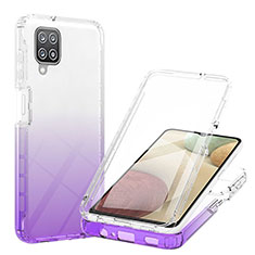 Custodia Silicone Trasparente Ultra Sottile Morbida Cover Fronte e Retro 360 Gradi Sfumato YB1 per Samsung Galaxy M12 Viola
