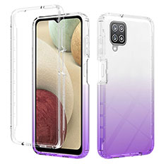 Custodia Silicone Trasparente Ultra Sottile Morbida Cover Fronte e Retro 360 Gradi Sfumato YB2 per Samsung Galaxy A12 5G Viola