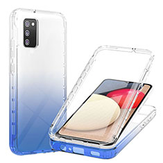 Custodia Silicone Trasparente Ultra Sottile Morbida Cover Fronte e Retro 360 Gradi Sfumato ZJ1 per Samsung Galaxy A02s Blu