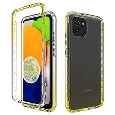 Custodia Silicone Trasparente Ultra Sottile Morbida Cover Fronte e Retro 360 Gradi Sfumato ZJ1 per Samsung Galaxy A03 Giallo