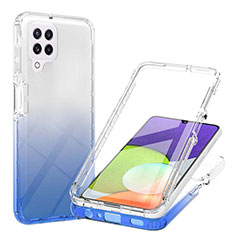 Custodia Silicone Trasparente Ultra Sottile Morbida Cover Fronte e Retro 360 Gradi Sfumato ZJ1 per Samsung Galaxy A22 4G Blu