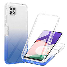 Custodia Silicone Trasparente Ultra Sottile Morbida Cover Fronte e Retro 360 Gradi Sfumato ZJ1 per Samsung Galaxy F42 5G Blu
