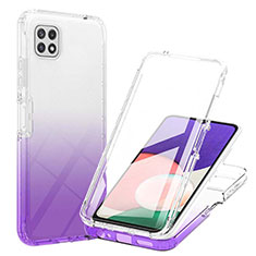 Custodia Silicone Trasparente Ultra Sottile Morbida Cover Fronte e Retro 360 Gradi Sfumato ZJ1 per Samsung Galaxy F42 5G Viola