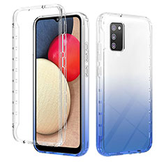 Custodia Silicone Trasparente Ultra Sottile Morbida Cover Fronte e Retro 360 Gradi Sfumato ZJ2 per Samsung Galaxy A03s Blu