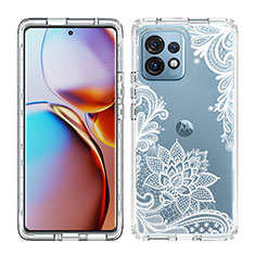 Custodia Silicone Trasparente Ultra Sottile Morbida Cover Fronte e Retro 360 JX1 per Motorola Moto Edge 40 Pro 5G Bianco