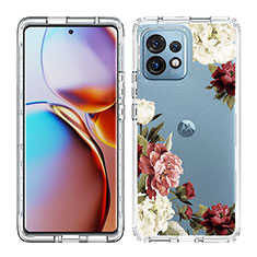 Custodia Silicone Trasparente Ultra Sottile Morbida Cover Fronte e Retro 360 JX1 per Motorola Moto Edge 40 Pro 5G Marrone