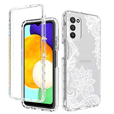 Custodia Silicone Trasparente Ultra Sottile Morbida Cover Fronte e Retro 360 JX3 per Samsung Galaxy F02S SM-E025F Bianco