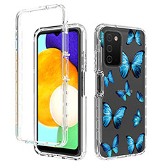 Custodia Silicone Trasparente Ultra Sottile Morbida Cover Fronte e Retro 360 JX4 per Samsung Galaxy M02s Blu