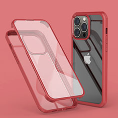 Custodia Silicone Trasparente Ultra Sottile Morbida Cover Fronte e Retro 360 LK1 per Apple iPhone 13 Pro Rosso