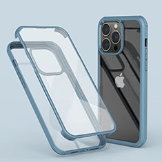 Custodia Silicone Trasparente Ultra Sottile Morbida Cover Fronte e Retro 360 LK1 per Apple iPhone 16 Pro Max Cielo Blu