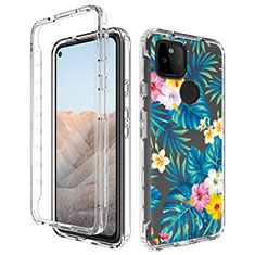 Custodia Silicone Trasparente Ultra Sottile Morbida Cover Fronte e Retro 360 per Google Pixel 5a 5G Cielo Blu