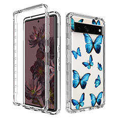 Custodia Silicone Trasparente Ultra Sottile Morbida Cover Fronte e Retro 360 per Google Pixel 7 Pro 5G Blu