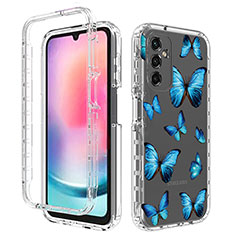 Custodia Silicone Trasparente Ultra Sottile Morbida Cover Fronte e Retro 360 per Samsung Galaxy A24 4G Blu