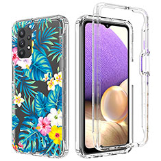 Custodia Silicone Trasparente Ultra Sottile Morbida Cover Fronte e Retro 360 per Samsung Galaxy A32 4G Ciano