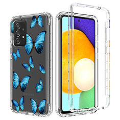 Custodia Silicone Trasparente Ultra Sottile Morbida Cover Fronte e Retro 360 per Samsung Galaxy A52 4G Blu