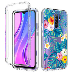 Custodia Silicone Trasparente Ultra Sottile Morbida Cover Fronte e Retro 360 per Xiaomi Redmi 9 Prime India Cielo Blu