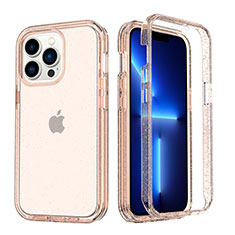 Custodia Silicone Trasparente Ultra Sottile Morbida Cover Fronte e Retro 360 YJ1 per Apple iPhone 13 Pro Max Rosa