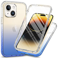 Custodia Silicone Trasparente Ultra Sottile Morbida Cover Fronte e Retro 360 ZJ1 per Apple iPhone 13 Blu