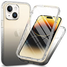 Custodia Silicone Trasparente Ultra Sottile Morbida Cover Fronte e Retro 360 ZJ1 per Apple iPhone 14 Grigio Scuro
