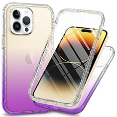 Custodia Silicone Trasparente Ultra Sottile Morbida Cover Fronte e Retro 360 ZJ1 per Apple iPhone 14 Pro Viola