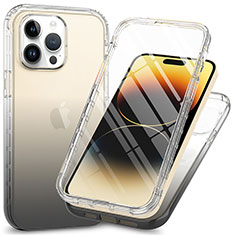 Custodia Silicone Trasparente Ultra Sottile Morbida Cover Fronte e Retro 360 ZJ1 per Apple iPhone 16 Pro Max Grigio Scuro