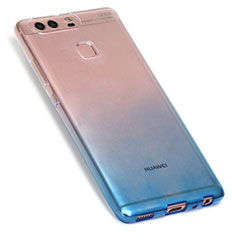 Custodia Silicone Trasparente Ultra Sottile Morbida Sfumato G01 per Huawei P9 Plus Blu