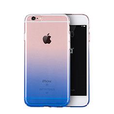 Custodia Silicone Trasparente Ultra Sottile Morbida Sfumato Z01 per Apple iPhone 6S Plus Blu