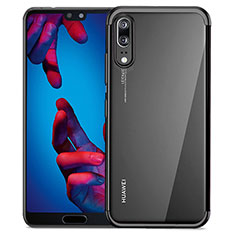 Custodia Silicone Trasparente Ultra Sottile Morbida T02 per Huawei P20 Nero