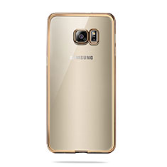 Custodia Silicone Trasparente Ultra Sottile Morbida T04 per Samsung Galaxy S6 Duos SM-G920F G9200 Oro