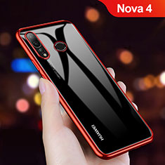 Custodia Silicone Trasparente Ultra Sottile Morbida T11 per Huawei Nova 4 Rosso