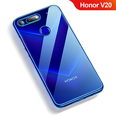 Custodia Silicone Trasparente Ultra Sottile Morbida T12 per Huawei Honor View 20 Blu