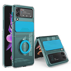Custodia Silicone Ultra Sottile Morbida 360 Gradi Cover MJ1 per Samsung Galaxy Z Flip4 5G Blu