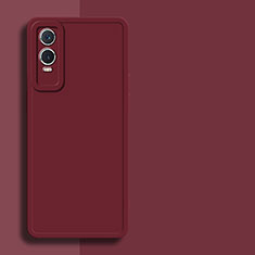 Custodia Silicone Ultra Sottile Morbida 360 Gradi Cover per Vivo Y76s 5G Rosso