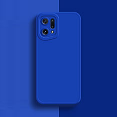 Custodia Silicone Ultra Sottile Morbida 360 Gradi Cover S02 per Oppo Find X5 Pro 5G Blu