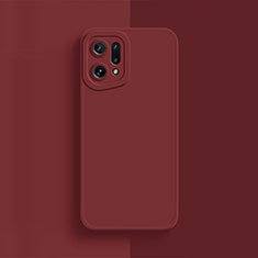 Custodia Silicone Ultra Sottile Morbida 360 Gradi Cover S02 per Oppo Find X5 Pro 5G Rosso