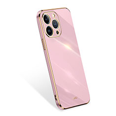 Custodia Silicone Ultra Sottile Morbida 360 Gradi Cover S03 per Apple iPhone 14 Pro Oro Rosa