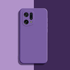 Custodia Silicone Ultra Sottile Morbida 360 Gradi Cover S03 per Oppo Find X5 5G Viola