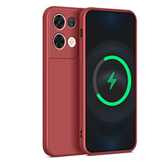 Custodia Silicone Ultra Sottile Morbida 360 Gradi Cover S04 per Oppo Reno8 Pro 5G Rosso