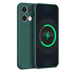 Custodia Silicone Ultra Sottile Morbida 360 Gradi Cover S04 per Oppo Reno9 Pro+ Plus 5G Verde Notte