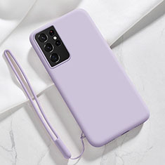 Custodia Silicone Ultra Sottile Morbida 360 Gradi Cover S05 per Samsung Galaxy S21 Ultra 5G Viola