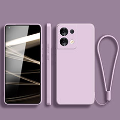 Custodia Silicone Ultra Sottile Morbida 360 Gradi Cover S07 per Oppo Reno8 Pro 5G Lavanda