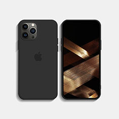 Custodia Silicone Ultra Sottile Morbida 360 Gradi Cover S08 per Apple iPhone 15 Pro Max Nero