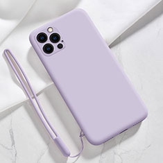 Custodia Silicone Ultra Sottile Morbida 360 Gradi Cover S09 per Apple iPhone 14 Pro Lavanda