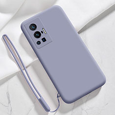 Custodia Silicone Ultra Sottile Morbida 360 Gradi Cover YK3 per Vivo X70 Pro 5G Grigio Lavanda